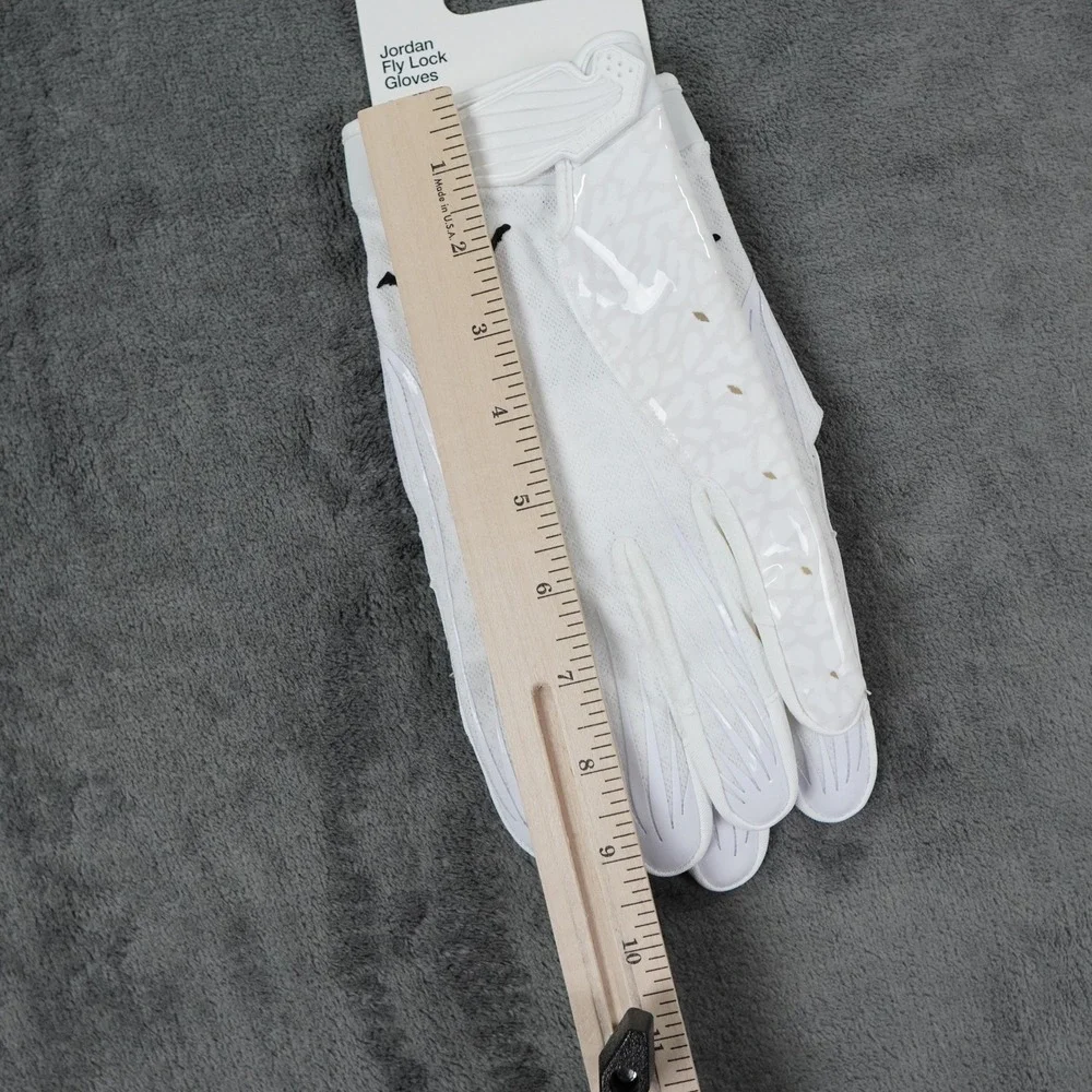 Jordan Fly Lock Football Gloves Men 3XL White Silver Jumpman Logo Receiver